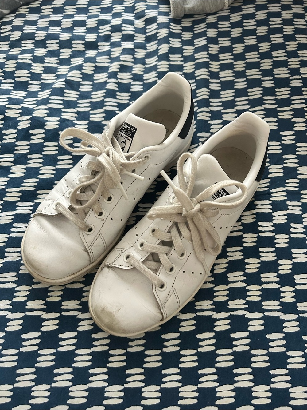 Adidas Stan Smith White Leather Sneakers Black Heel Tab Women’s Size 6